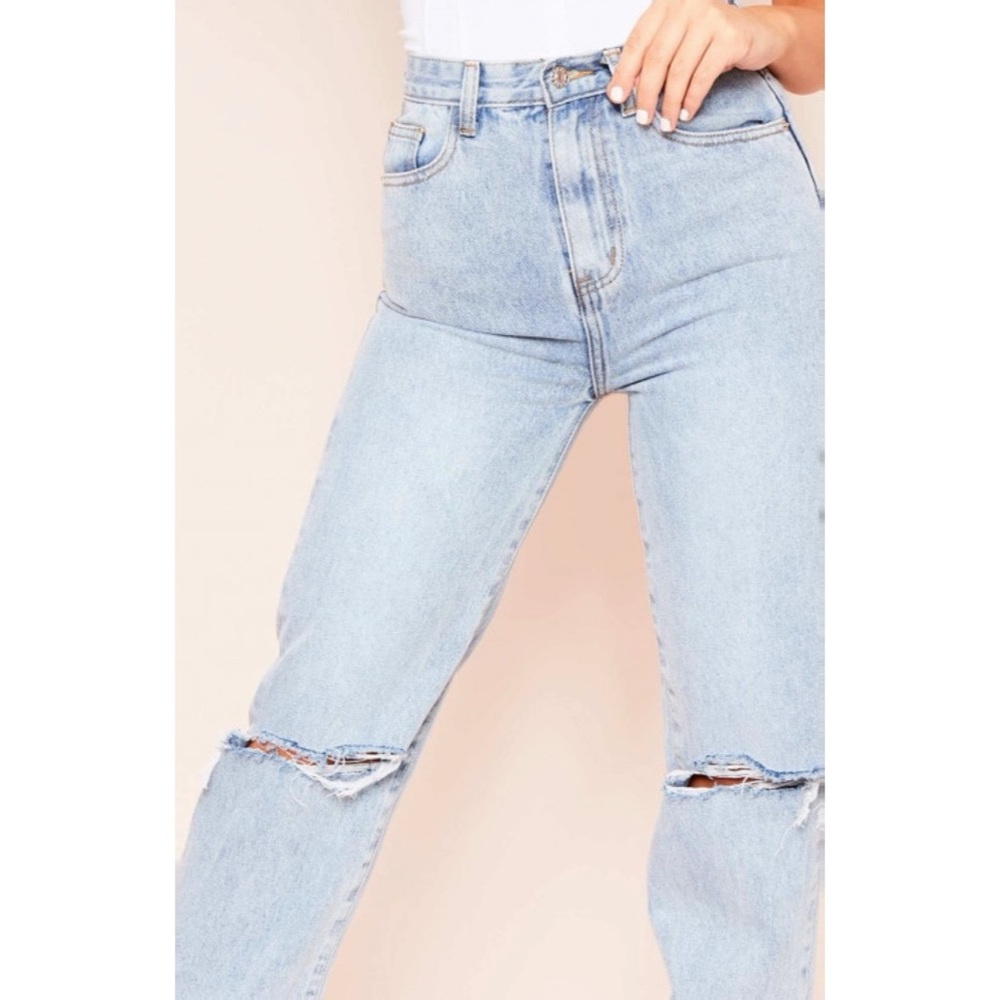 Missy Empire Mid Wash Straight Leg Jean - Picture 3 of 7